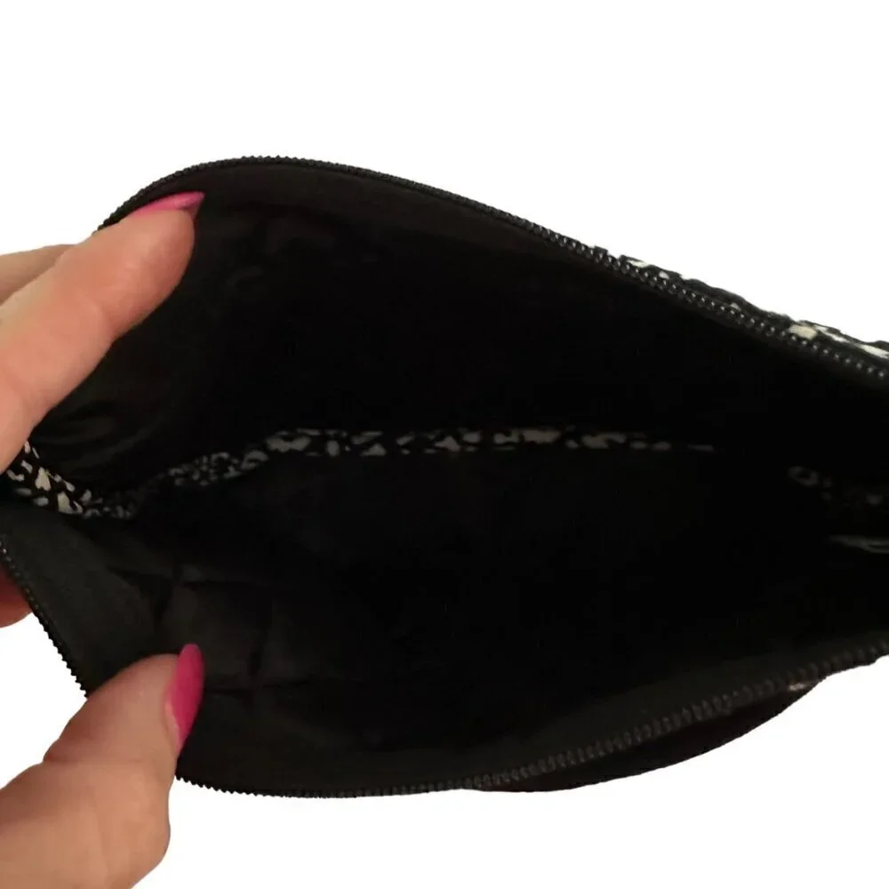 Vera Bradley‎ Camocat Crossbody Purse Quilted Black White Adjustable Cottagecore